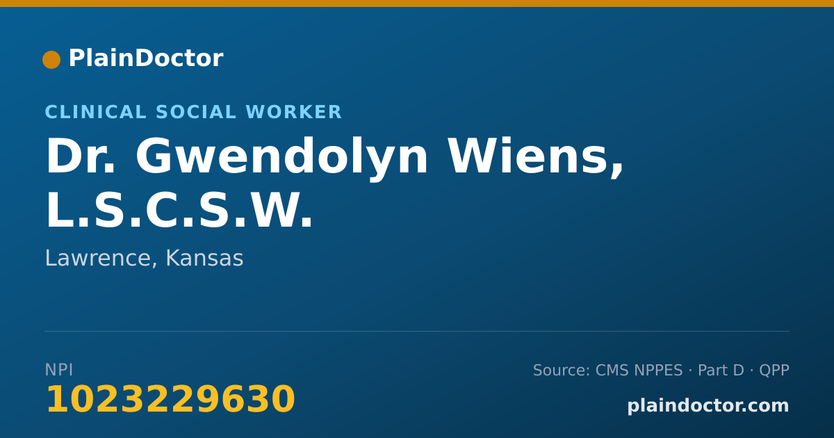 Shareable card for Gwendolyn Wiens, L.S.C.S.W. - Clinical Social Worker, Lawrence, KS