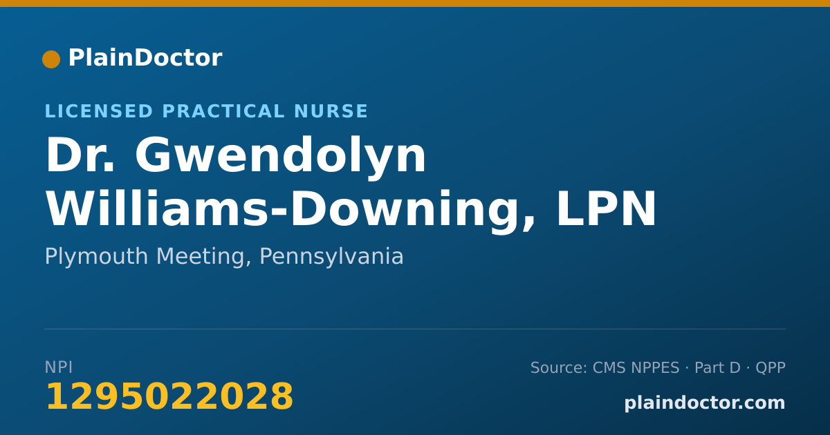 Shareable card for Gwendolyn Williams-Downing, LPN - Licensed Practical Nurse, Plymouth Meeting, PA