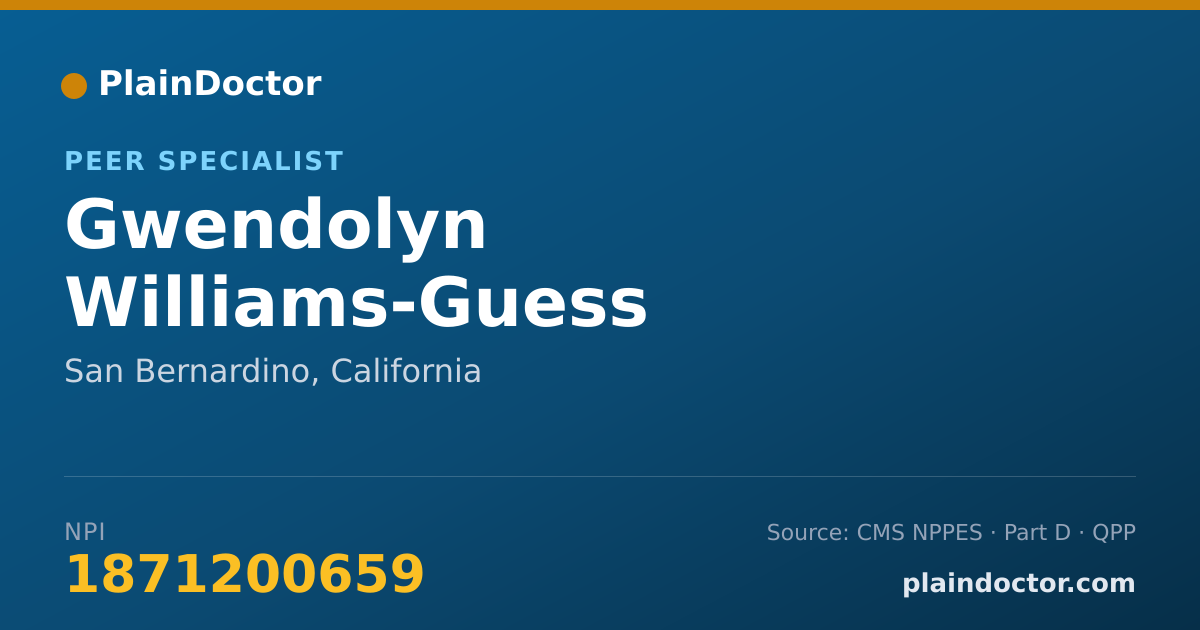 Shareable card for Gwendolyn Williams-Guess - Peer Specialist, San Bernardino, CA
