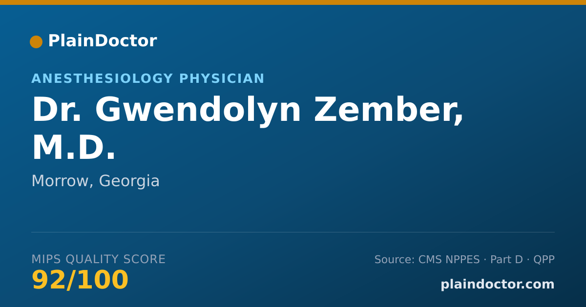 Shareable card for Gwendolyn Zember, M.D. - Anesthesiology Physician, Morrow, GA