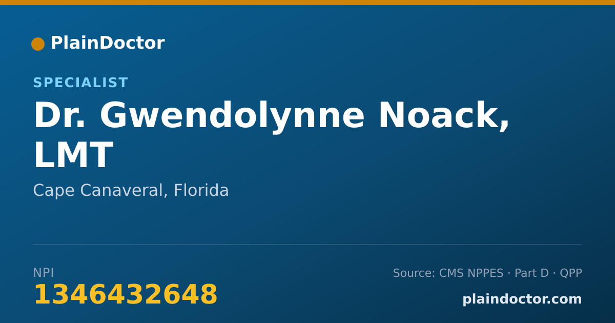 Shareable card for Gwendolynne Noack, LMT - Specialist, Cape Canaveral, FL