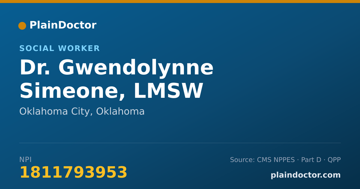 Shareable card for Gwendolynne Simeone, LMSW - Social Worker, Oklahoma City, OK