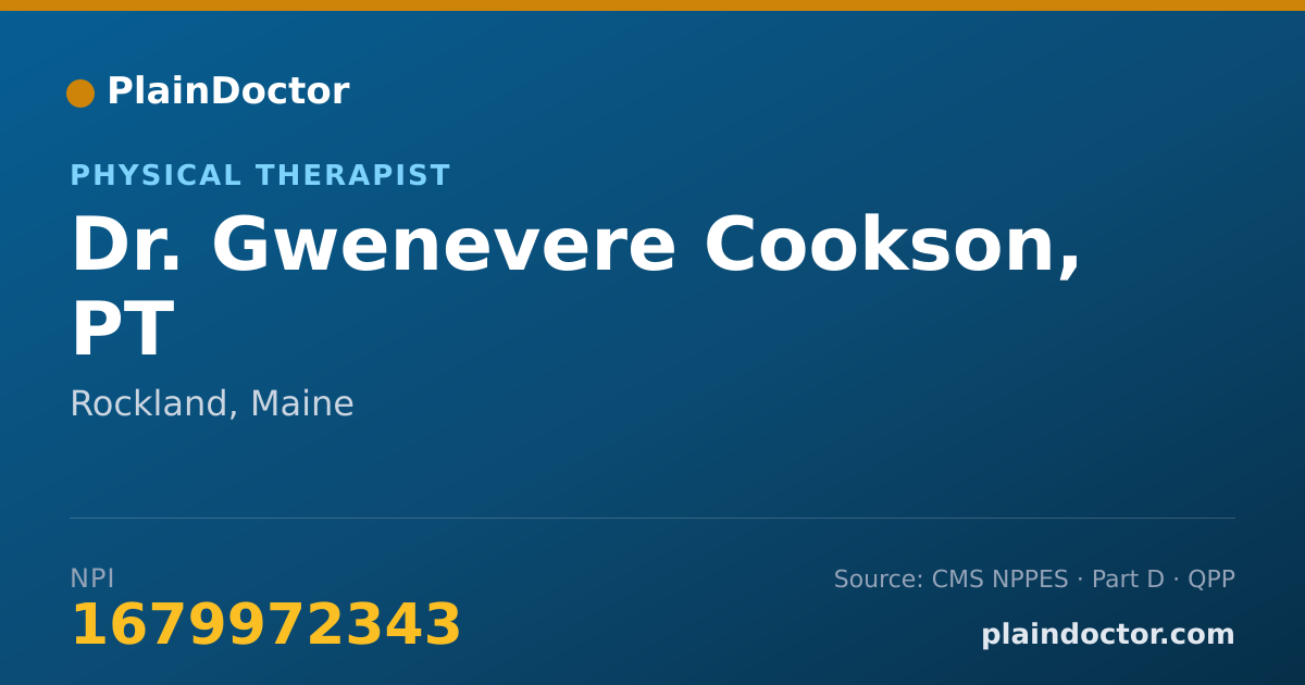 Shareable card for Gwenevere Cookson, PT - Physical Therapist, Rockland, ME