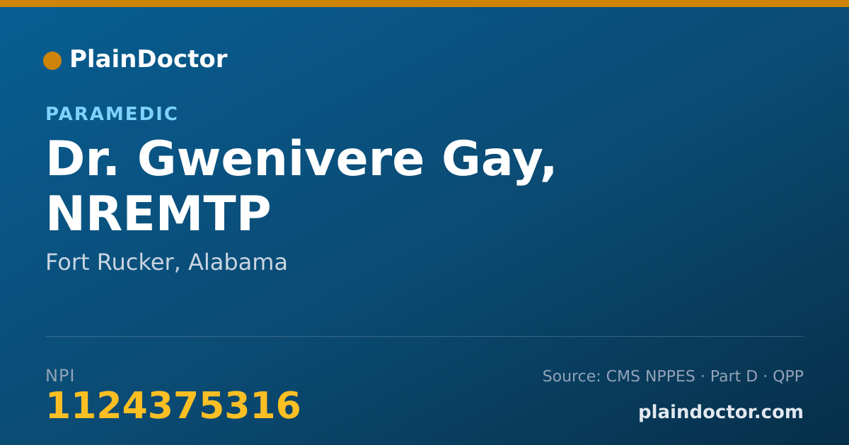 Shareable card for Gwenivere Gay, NREMTP - Paramedic, Fort Rucker, AL
