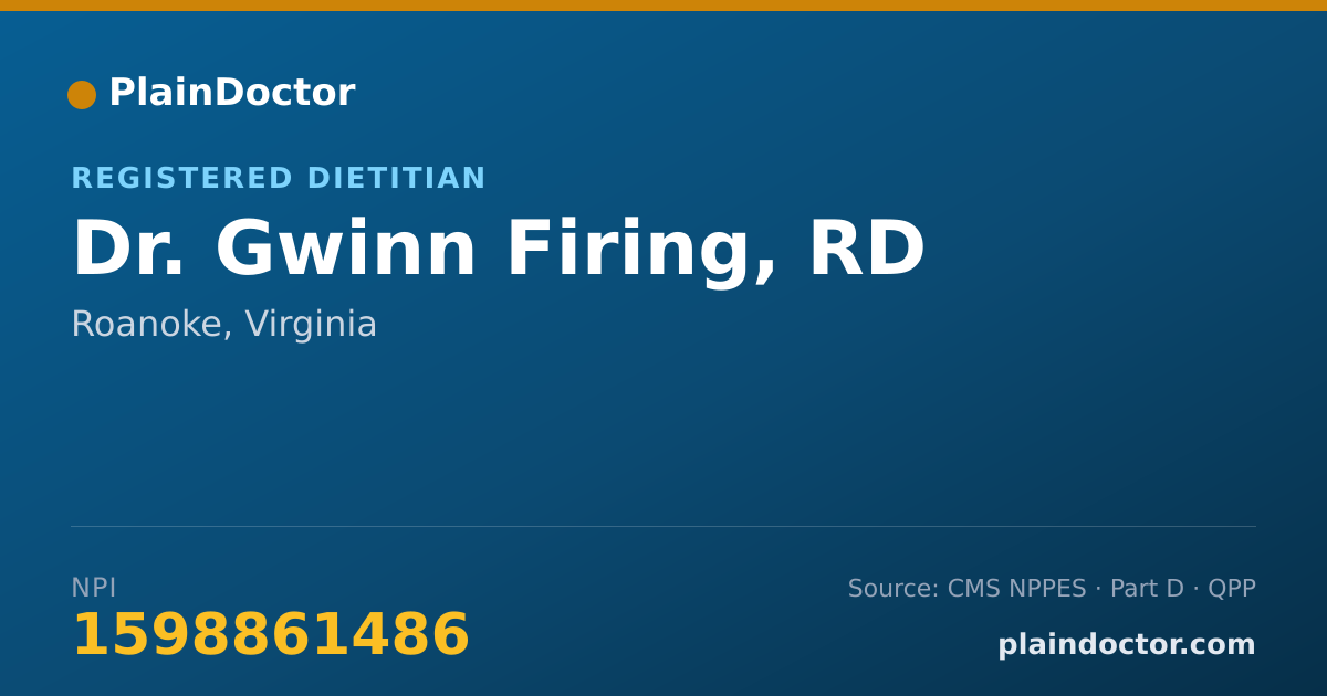 Shareable card for Gwinn Firing, RD - Registered Dietitian, Roanoke, VA