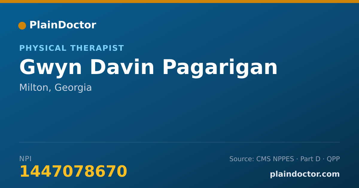 Shareable card for Gwyn Davin Pagarigan - Physical Therapist, Milton, GA