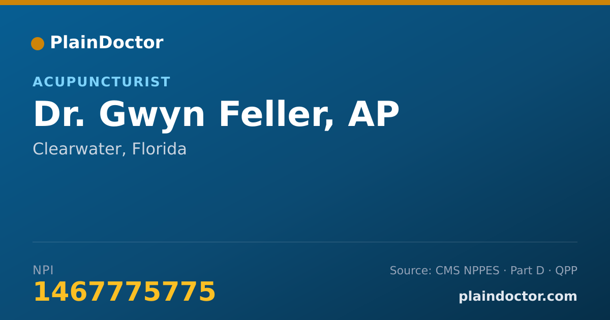 Shareable card for Gwyn Feller, AP - Acupuncturist, Clearwater, FL