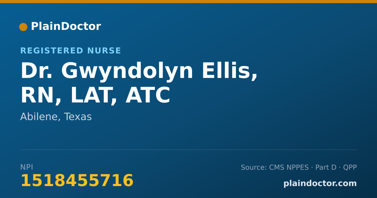 Shareable card for Gwyndolyn Ellis, RN, LAT, ATC - Registered Nurse, Abilene, TX