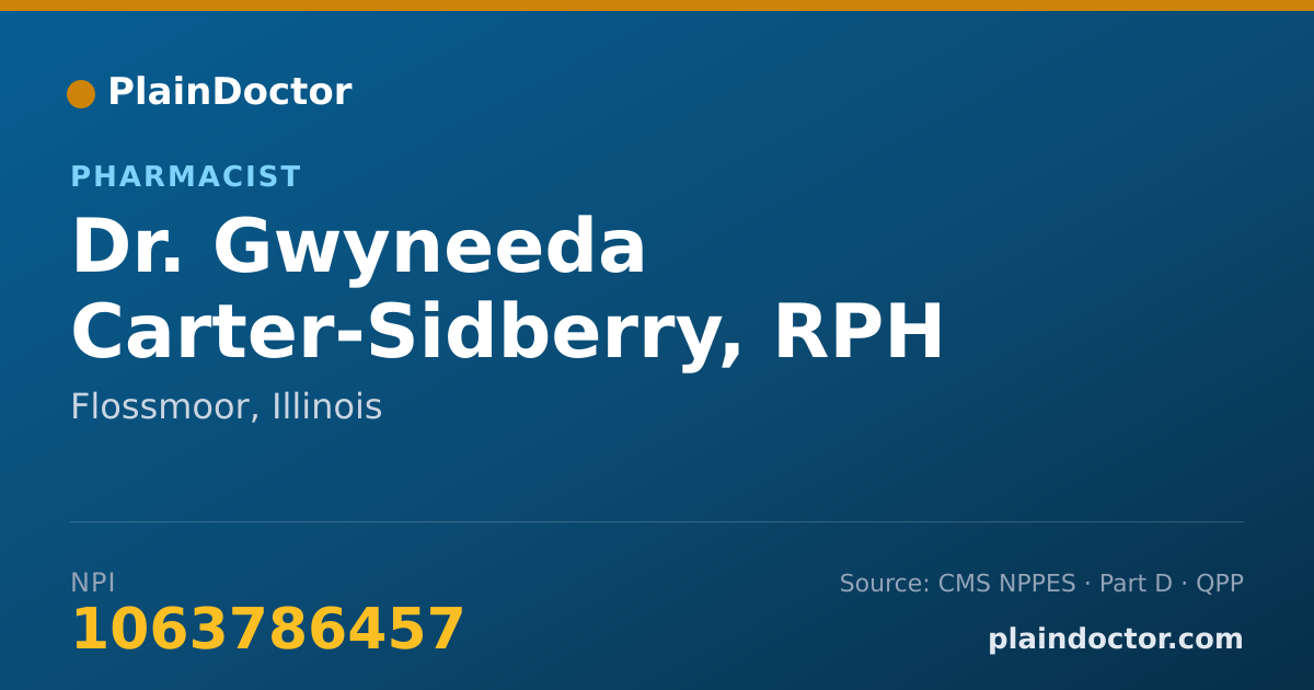 Shareable card for Gwyneeda Carter-Sidberry, RPH - Pharmacist, Flossmoor, IL