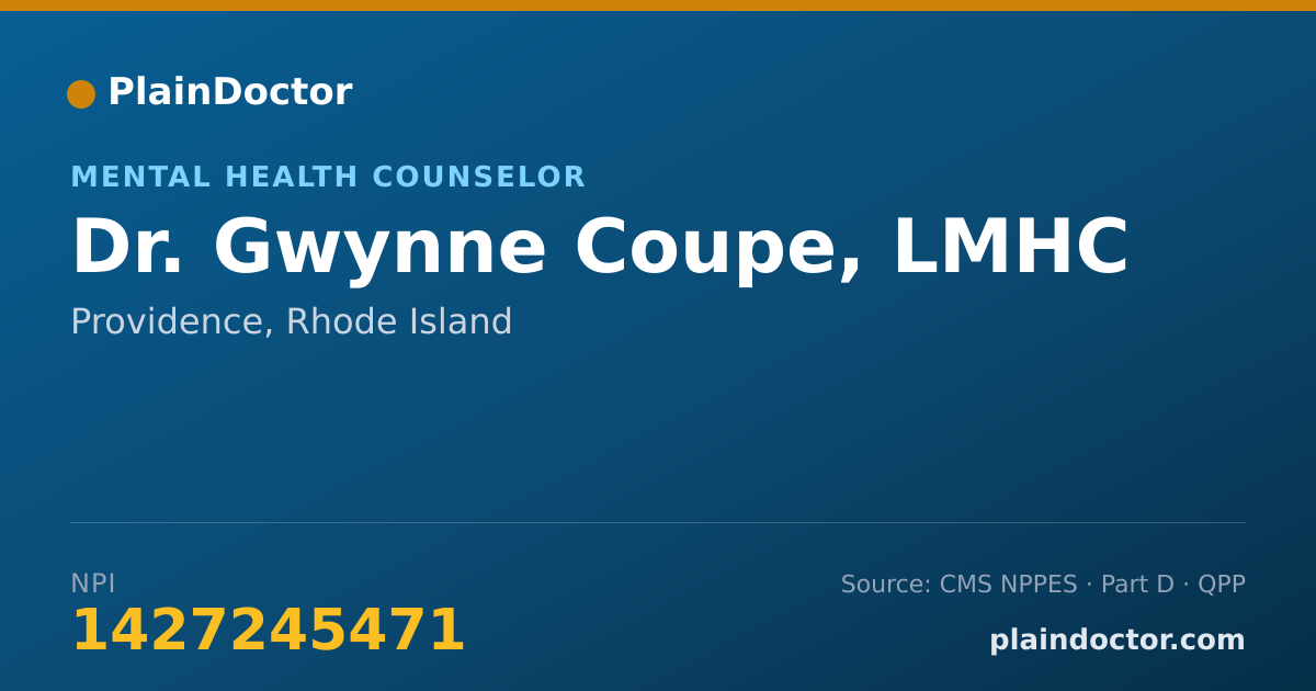 Shareable card for Gwynne Coupe, LMHC - Mental Health Counselor, Providence, RI