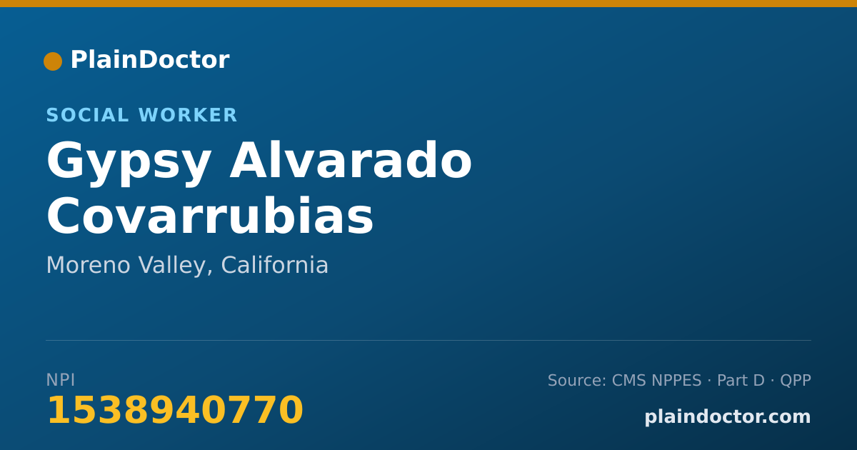 Shareable card for Gypsy Alvarado Covarrubias - Social Worker, Moreno Valley, CA
