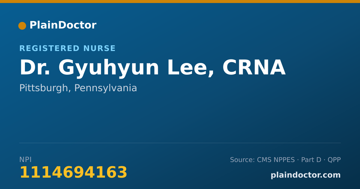 Shareable card for Gyuhyun Lee, CRNA - Registered Nurse, Pittsburgh, PA