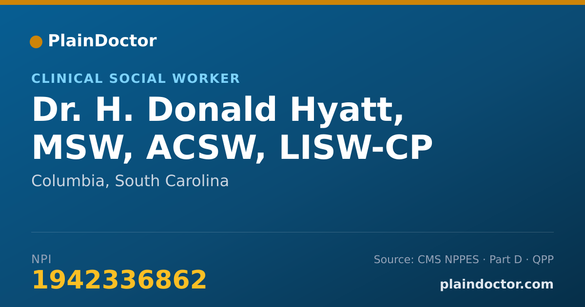 Shareable card for H. Donald Hyatt, MSW, ACSW, LISW-CP - Clinical Social Worker, Columbia, SC