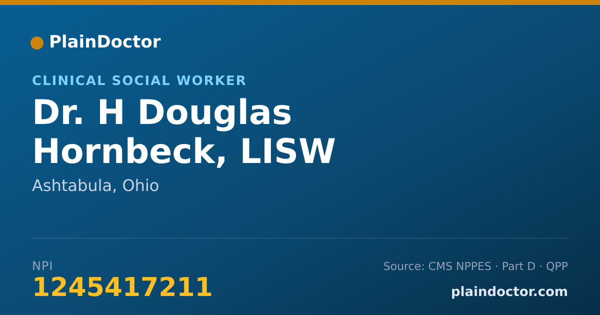 Shareable card for H Douglas Hornbeck, LISW - Clinical Social Worker, Ashtabula, OH