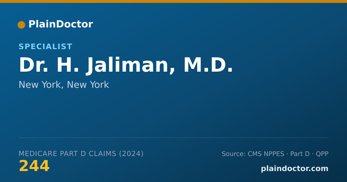 Shareable card for H. Jaliman, M.D. - Specialist, New York, NY