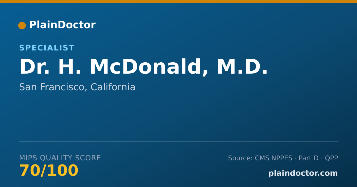 Shareable card for H. McDonald, M.D. - Specialist, San Francisco, CA