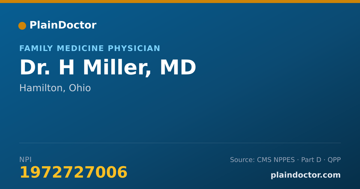 Shareable card for H Miller, MD - Family Medicine Physician, Hamilton, OH