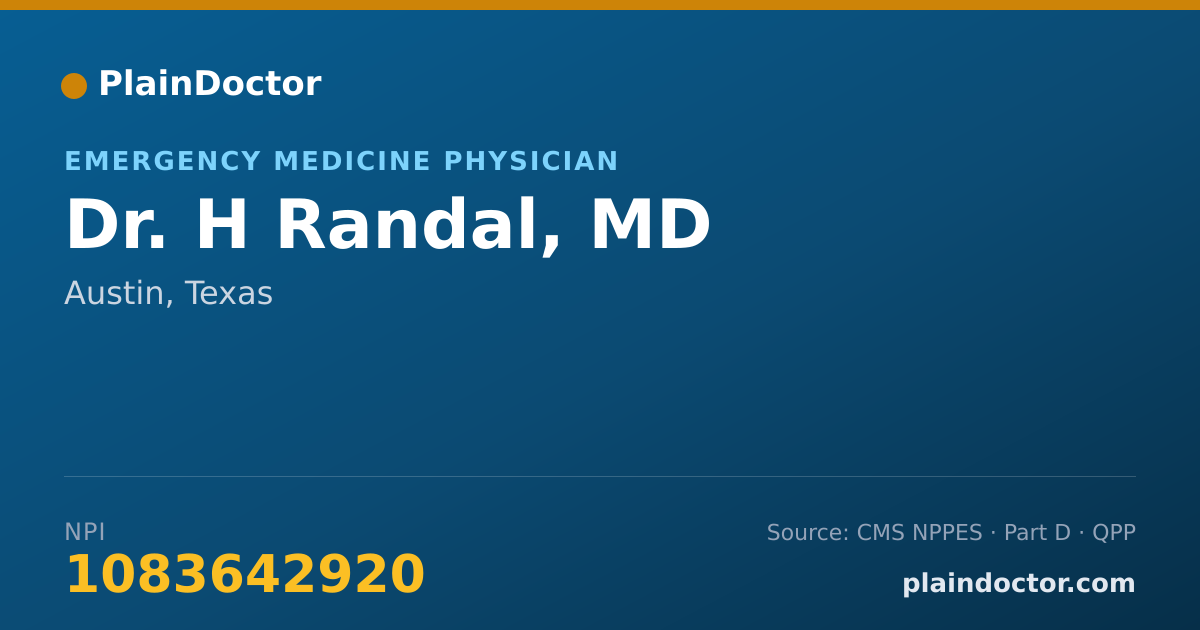 Shareable card for H Randal, MD - Emergency Medicine Physician, Austin, TX