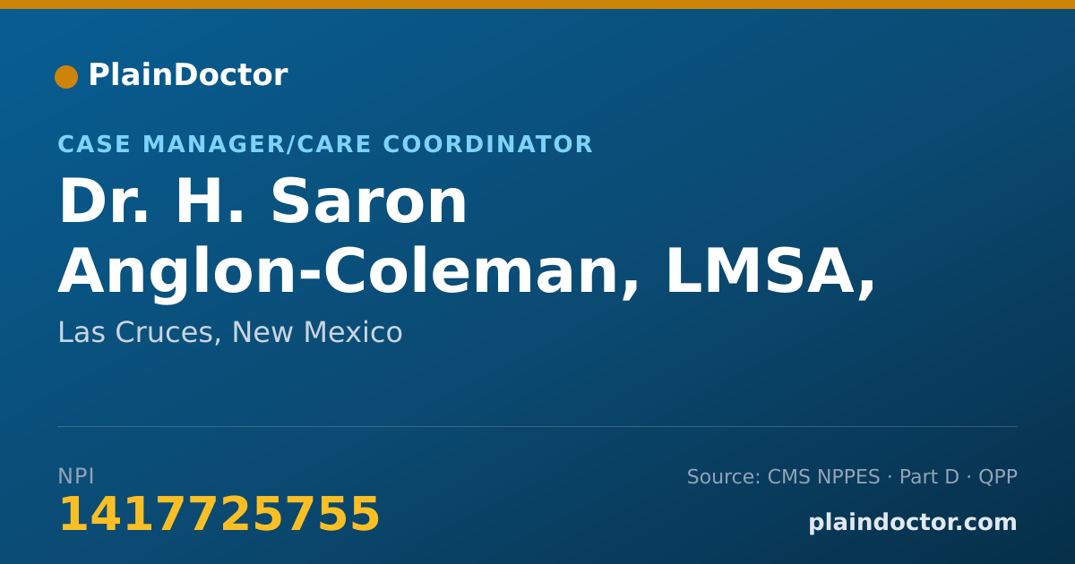 Shareable card for H. Saron Anglon-Coleman, LMSA, LSAA - Case Manager/Care Coordinator, Las Cruces, NM