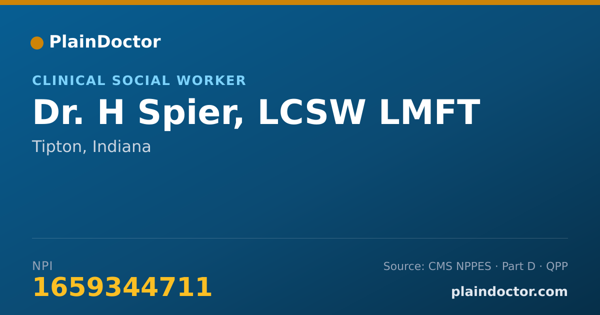Shareable card for H Spier, LCSW LMFT - Clinical Social Worker, Tipton, IN