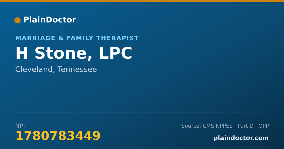 Shareable card for H Stone, LPC - Marriage & Family Therapist, Cleveland, TN