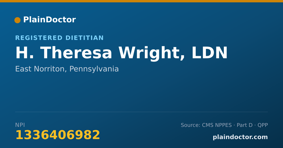 Shareable card for H. Theresa Wright, LDN - Registered Dietitian, East Norriton, PA