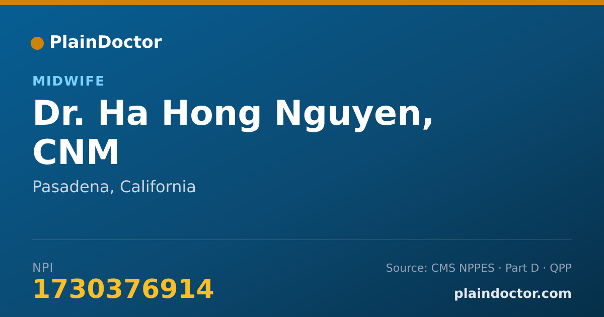 Shareable card for Ha Hong Nguyen, CNM - Midwife, Pasadena, CA