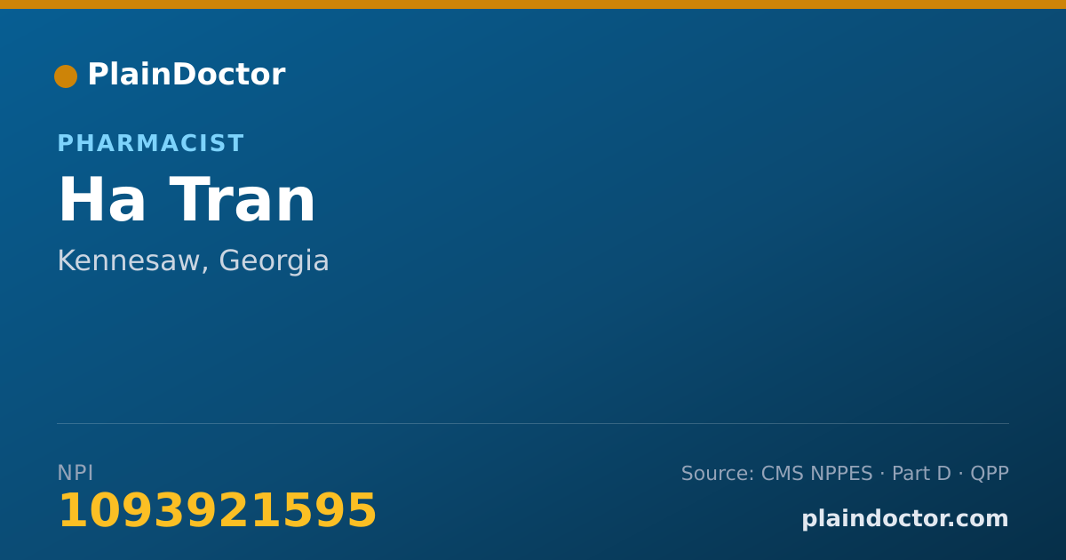 Shareable card for Ha Tran - Pharmacist, Kennesaw, GA