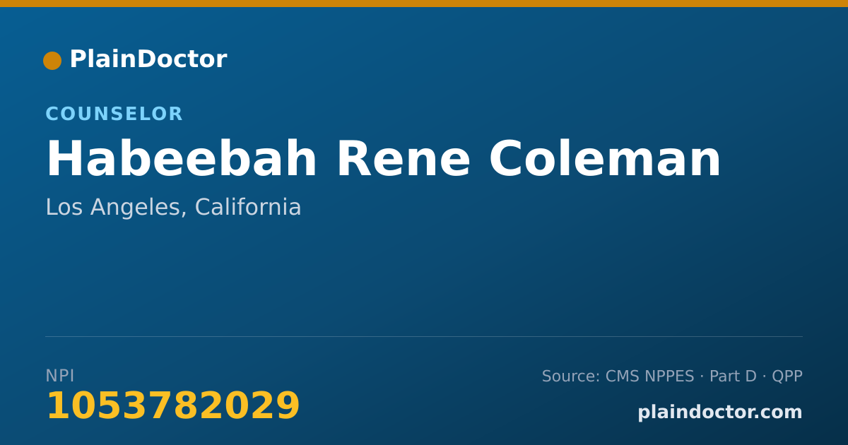 Shareable card for Habeebah Rene Coleman - Counselor, Los Angeles, CA