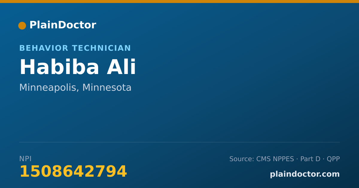 Shareable card for Habiba Ali - Behavior Technician, Minneapolis, MN