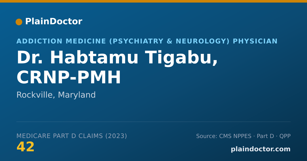 Shareable card for Habtamu Tigabu, CRNP-PMH - Addiction Medicine (Psychiatry & Neurology) Physician, Rockville, MD