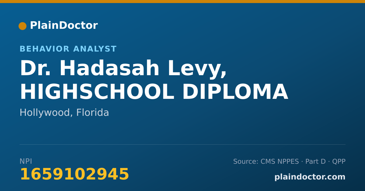 Shareable card for Hadasah Levy, HIGHSCHOOL DIPLOMA - Behavior Analyst, Hollywood, FL