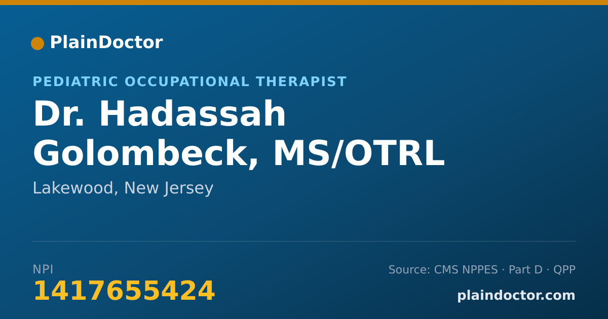 Shareable card for Hadassah Golombeck, MS/OTRL - Pediatric Occupational Therapist, Lakewood, NJ