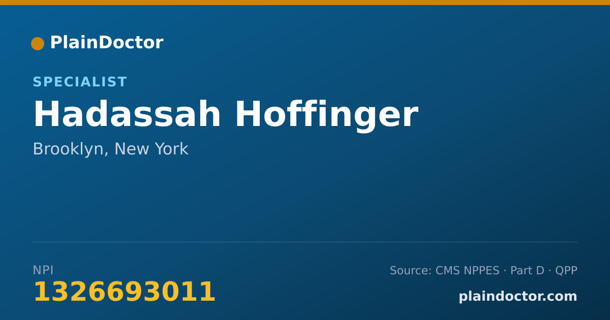 Shareable card for Hadassah Hoffinger - Specialist, Brooklyn, NY