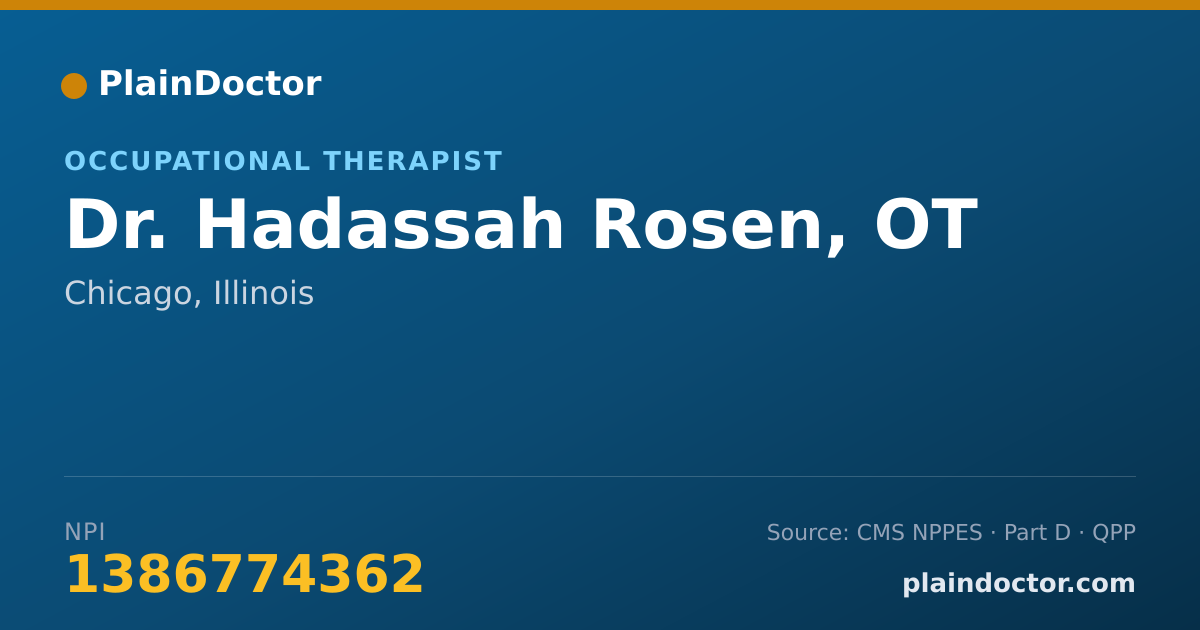 Shareable card for Hadassah Rosen, OT - Occupational Therapist, Chicago, IL