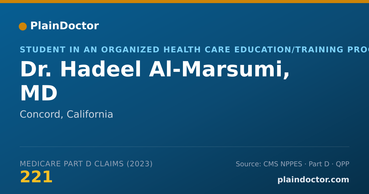 Shareable card for Hadeel Al-Marsumi, MD - Student in an Organized Health Care Education/Training Program, Concord, CA