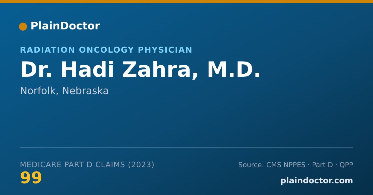 Shareable card for Hadi Zahra, M.D. - Radiation Oncology Physician, Norfolk, NE