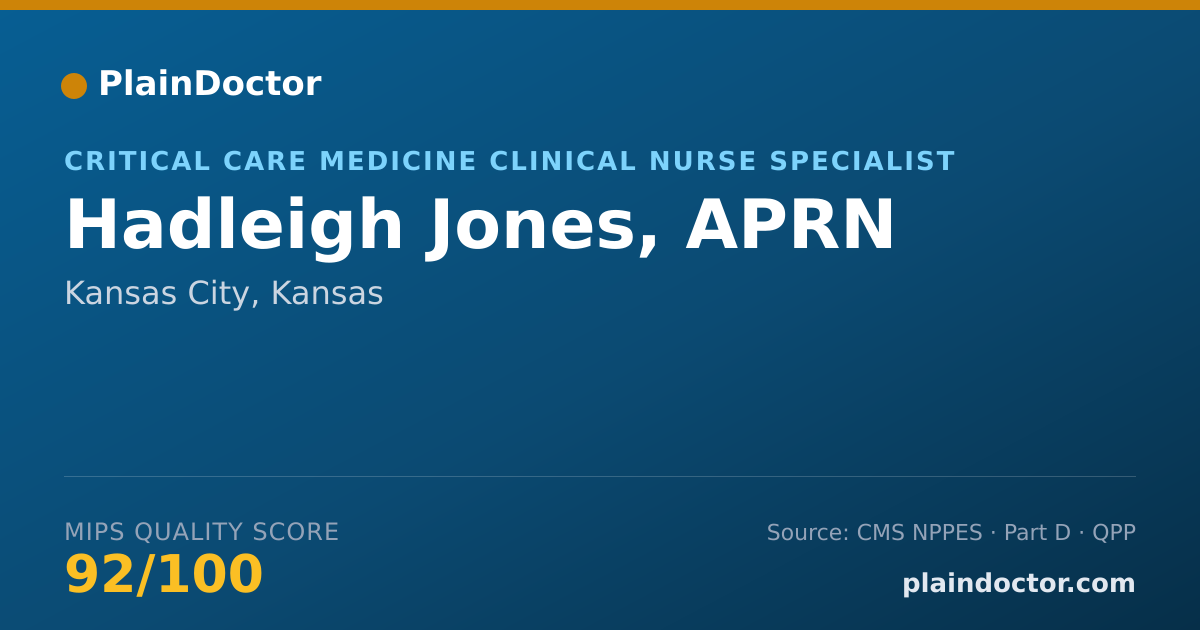Shareable card for Hadleigh Jones, APRN - Critical Care Medicine Clinical Nurse Specialist, Kansas City, KS