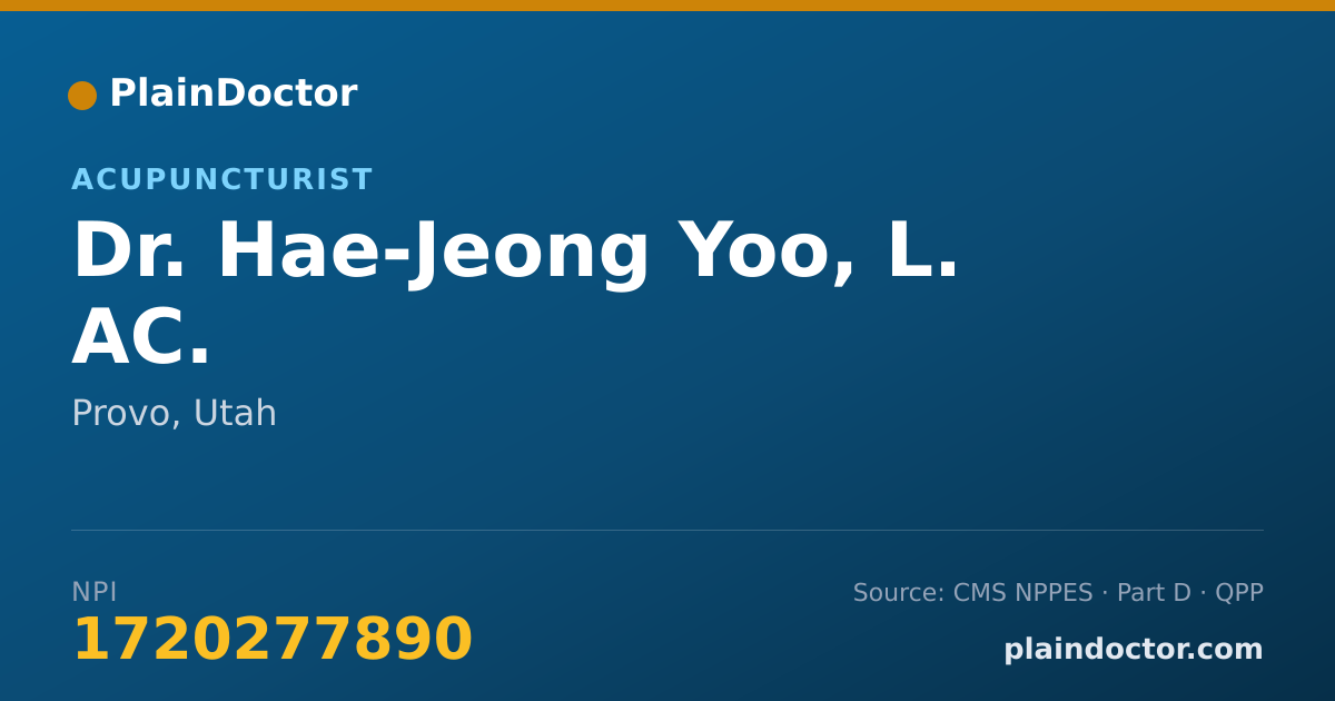 Shareable card for Hae-Jeong Yoo, L. AC. - Acupuncturist, Provo, UT