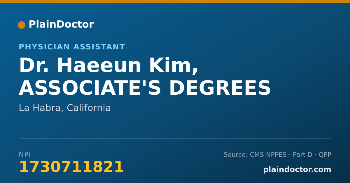Shareable card for Haeeun Kim, ASSOCIATE'S DEGREES - Physician Assistant, La Habra, CA