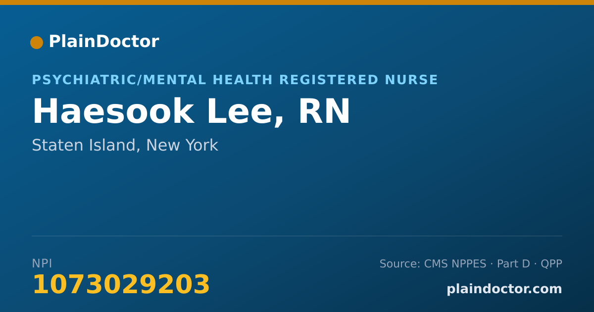 Shareable card for Haesook Lee, RN - Psychiatric/Mental Health Registered Nurse, Staten Island, NY
