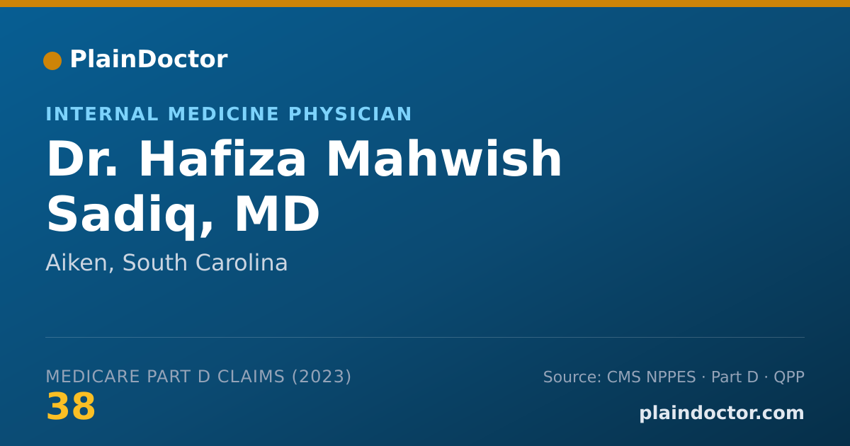 Shareable card for Hafiza Mahwish Sadiq, MD - Internal Medicine Physician, Aiken, SC