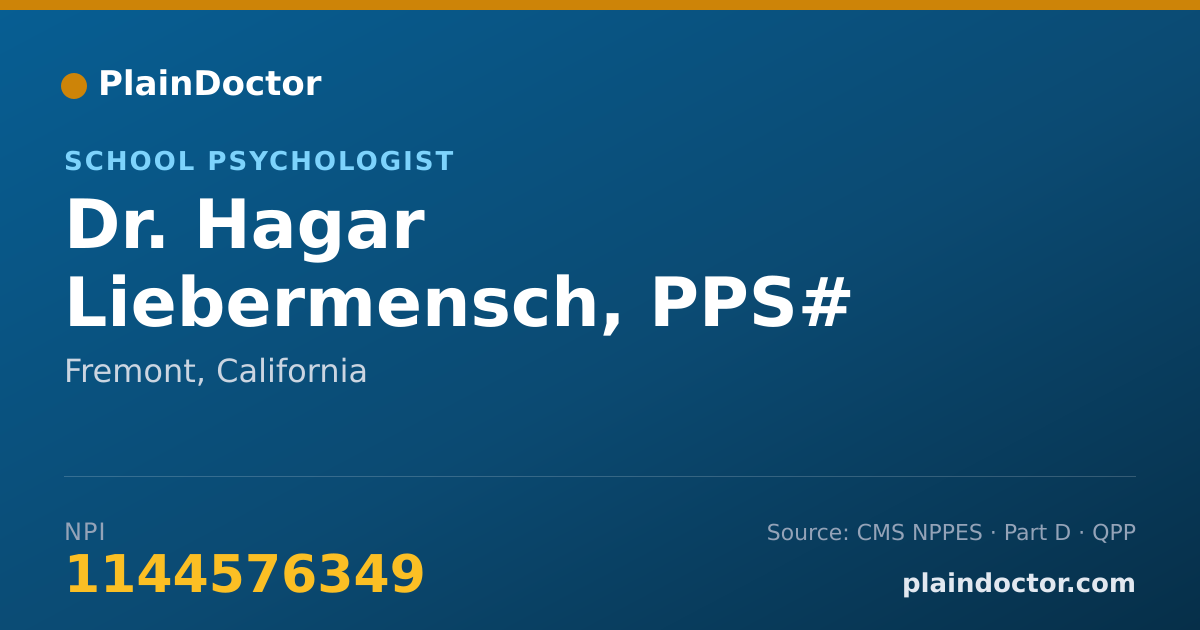 Shareable card for Hagar Liebermensch, PPS#  240078476 - School Psychologist, Fremont, CA