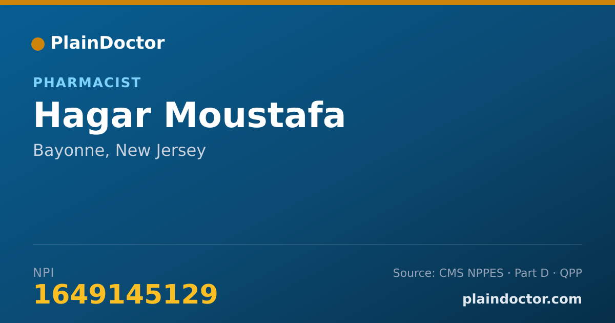 Shareable card for Hagar Moustafa - Pharmacist, Bayonne, NJ