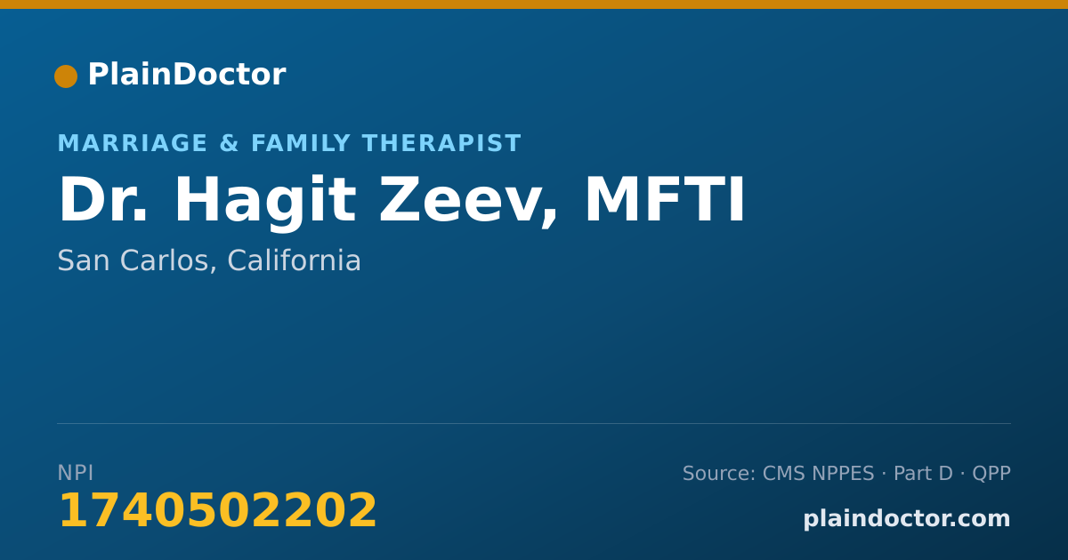 Shareable card for Hagit Zeev, MFTI - Marriage & Family Therapist, San Carlos, CA