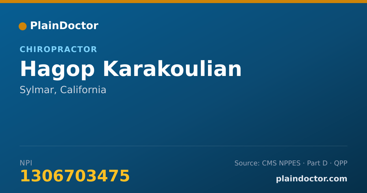 Shareable card for Hagop Karakoulian - Chiropractor, Sylmar, CA