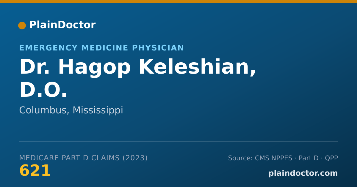 Shareable card for Hagop Keleshian, D.O. - Emergency Medicine Physician, Columbus, MS