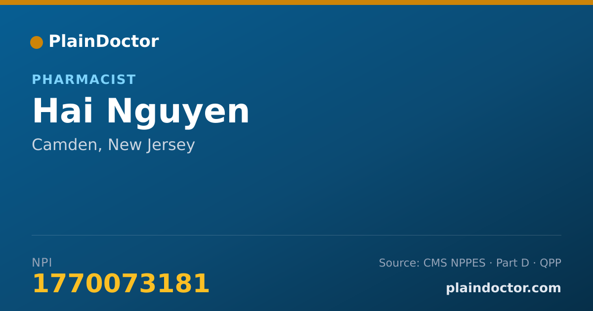 Shareable card for Hai Nguyen - Pharmacist, Camden, NJ
