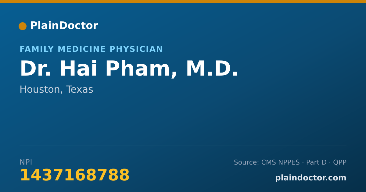 Shareable card for Hai Pham, M.D. - Family Medicine Physician, Houston, TX
