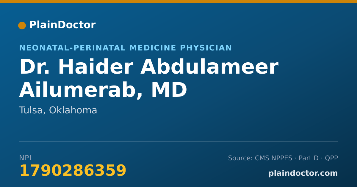 Shareable card for Haider Abdulameer Ailumerab, MD - Neonatal-Perinatal Medicine Physician, Tulsa, OK